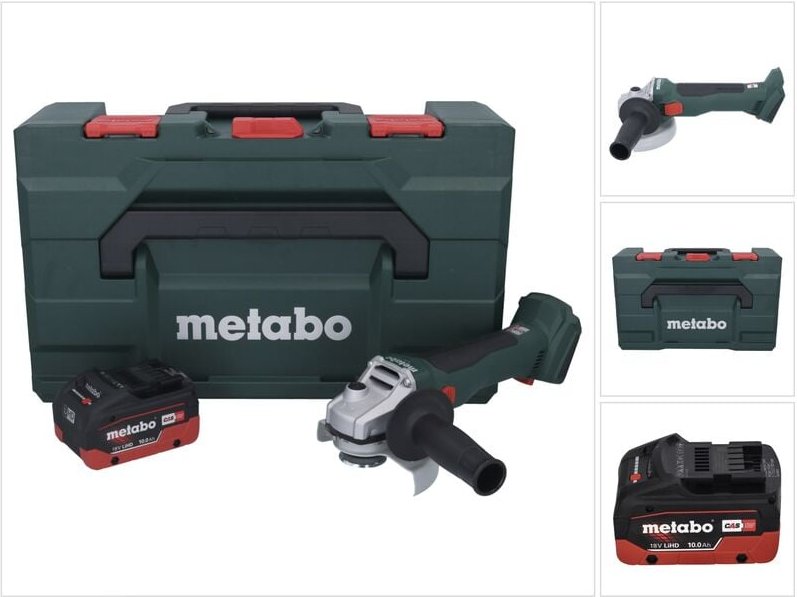 Metabo W 18 L BL 9-125 Akku Winkelschleifer 18 V 125 mm Brushless + 1x Akku 10,0 Ah + metaBOX - ohne Ladegerät