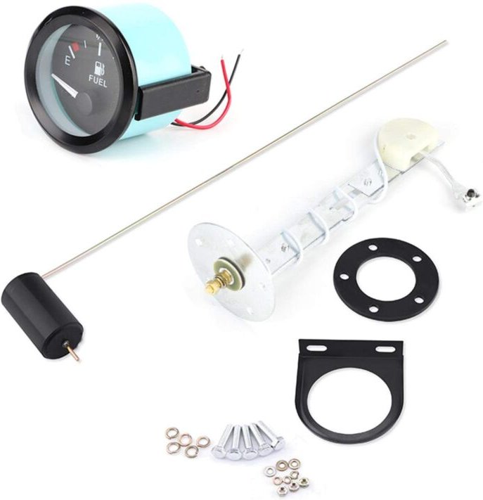 Zoternen - Tankanzeige, 52 mm Universal-Tankanzeige für Autos, schwarzes LED-Gehäuse, E-1/2-F, digitaler LED-Kilometerzä...