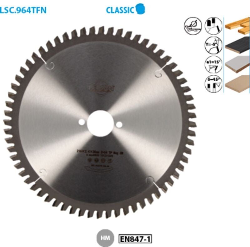 Kreissägeblatt für Gehrungssäge Classic ø 305 Bohrung 30 Dicke 3,0/2,0 Nuten 84
