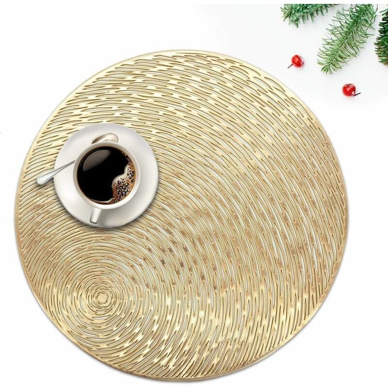 Set mit 6 waschbaren Tischsets, rundes Vinyl, Weihnachten, Hochzeit, Abendessen, Restaurant, Hotel, 6 Stück - Ahlsen