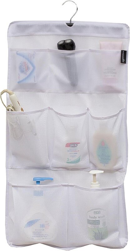 Thumbnail - Linghhang - Pocket Quick Dry Mesh-Duschregal mit drehbarem Aufhänger für Badezimmer, Weiß