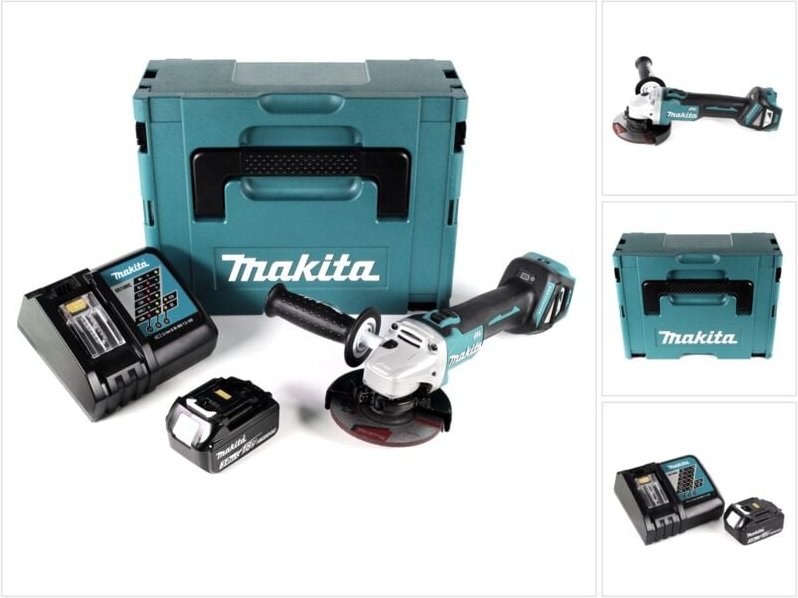 Dga 511 RF1J Akku Winkelschleifer 18V 125mm Brushless + 1x Akku 3,0Ah + Ladegerät + Makpac - Makita