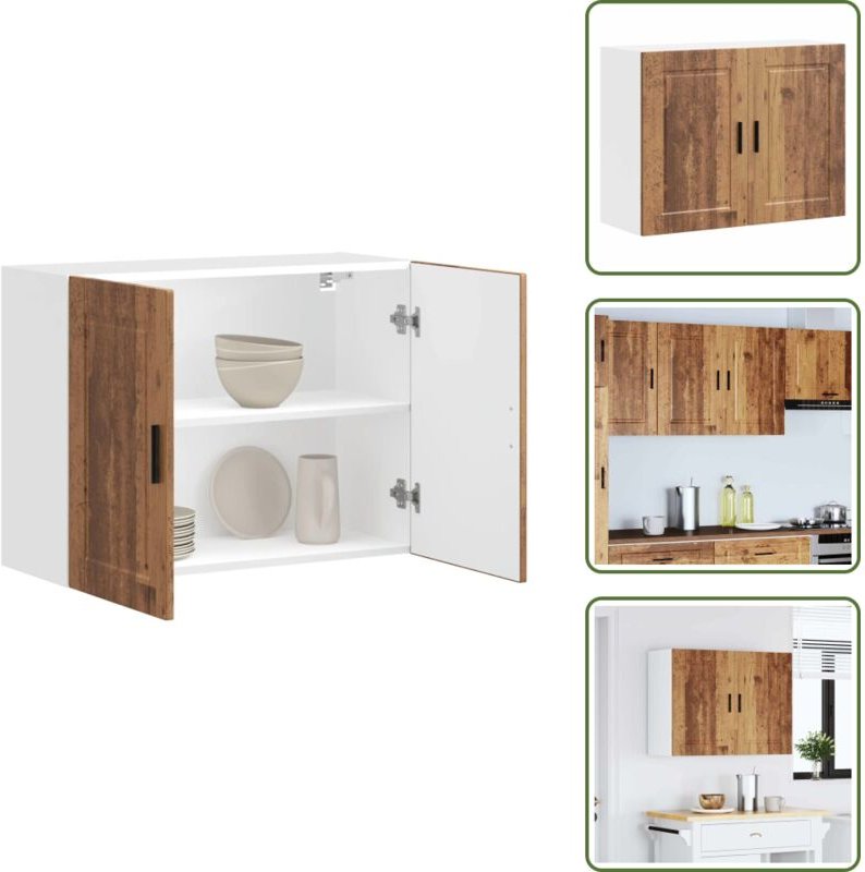The Living Store - vidaXL Küchen-Hängeschrank Porto Altholz-Optik Holzwerkstoff