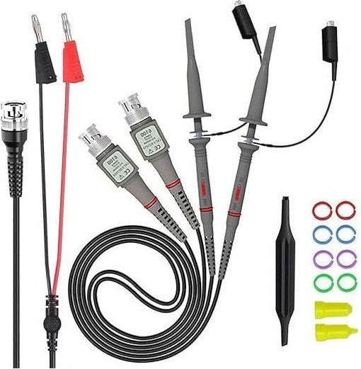 Universal-Oszilloskop-Tastkopf mit Zubehörsatz, 100-MHz-Oszilloskop-Clip-Tastköpfe mit BNC-zu-Minigrabber-Testkabelsatz ...