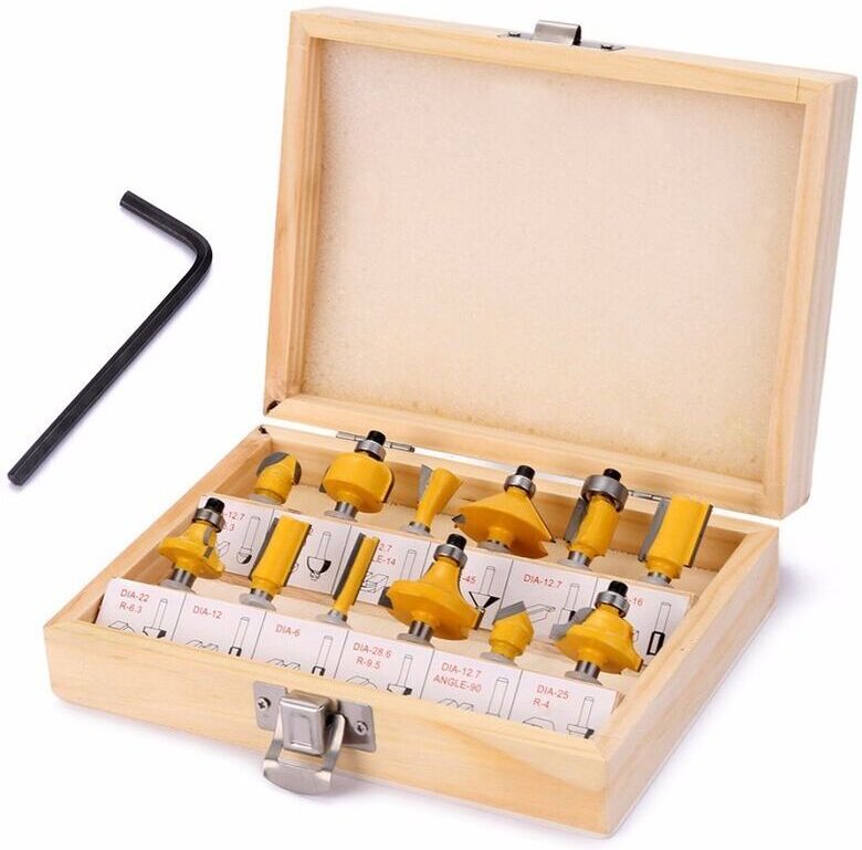 12 Stück 6,35 mm 1/4 Zoll abgewinkelter Wolframkarbid-Schneidbit mit Schraubenschlüssel - Ahlsen