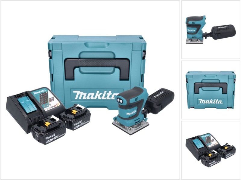 Dbo 484 rfj Akku Schwingschleifer 18 v 112 x 102 mm + 2x Akku 3,0 Ah + Ladegerät + Makpac - Makita