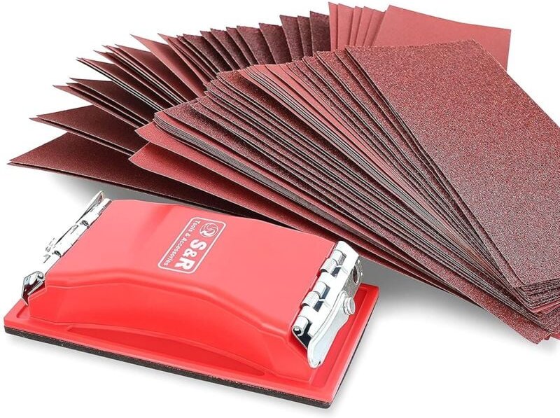 80 Stück Schleifpapierblätter für Handschleifer + Schleifblöcke, jeweils mit Körnung, 10 Stück: P 40/60/80/120/180/240/3...