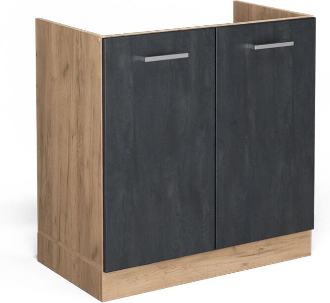 Küchenschrank R-Line, Schwarz Beton, 80 cm ohne Arbeitsplatte Vicco