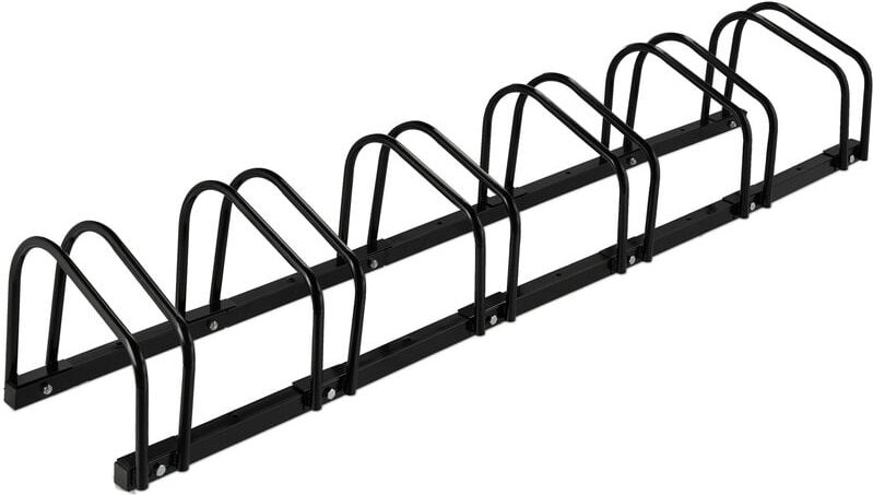 Relaxdays Fahrradständer Boden, für 6 Räder, bis 60 mm Reifenbreite, Metall, Garage, Fahrrad-Aufstellständer, schwarz