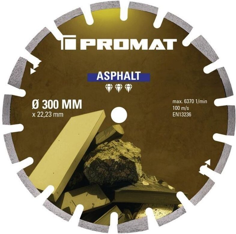 Diamanttrennscheibe asphalt ø 300 mm Bohrung 20 mm Segmenthöhe 10 mm Segmentstärke 3,2 mm Segmentbreite 40 mm