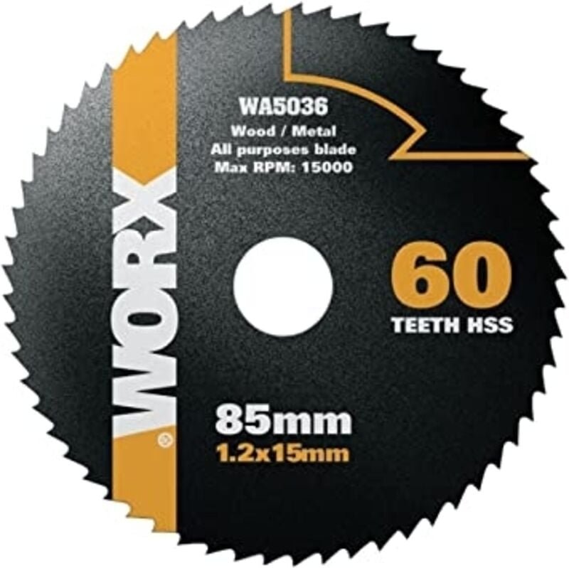 Thumbnail - TCT-Sägeblatt Durchmesser 85 mm 60 Zähne für WORX Kreissäge Holz Metall schneiden
