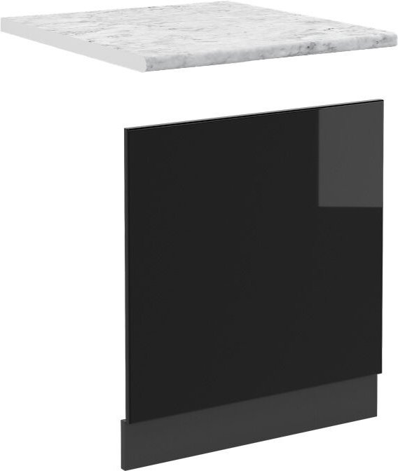 Thumbnail - Vicco - Frontblende R-Line, Schwarz Hochglanz, 60 cm , ap Marmor