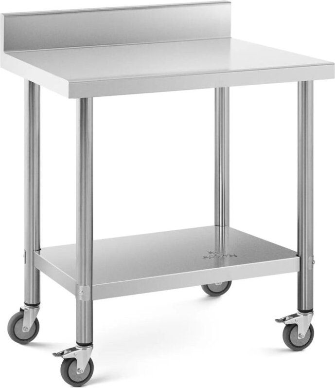 Royal Catering - Rollbarer Edelstahl Arbeitstisch Edelstahltisch Aufkantung 60 x 80 cm 135 kg