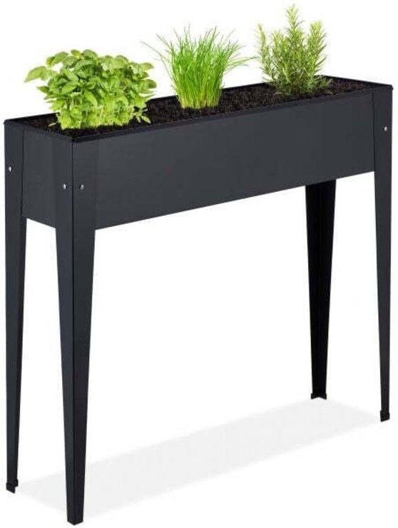 Metal raised planter box in black