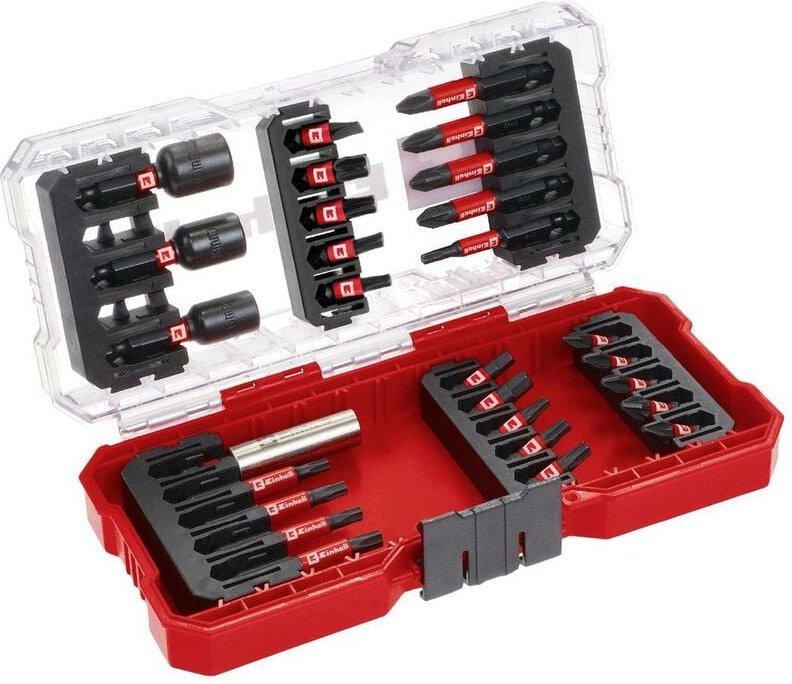 Original Einhell s-case 28-tlg. schlagfestes Bit-Set (25-mm-Bits, 50-mm-Bits, 60-mm-Bithalter, Steckschlüsseleinsätze in...