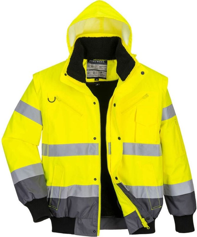 Bomberjacke 3-in-1 Hochsichtbarkeit Zweifarbig Gelb/Grau XL