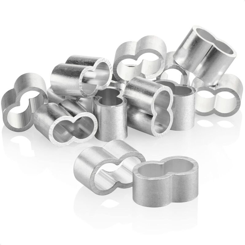 Ersandy - 12x Kabelbinder 10 mm – Kabelbinder aus Aluminium – Quetschhülsen für Verlängerungskabel – Doppelhülsen für Gu...