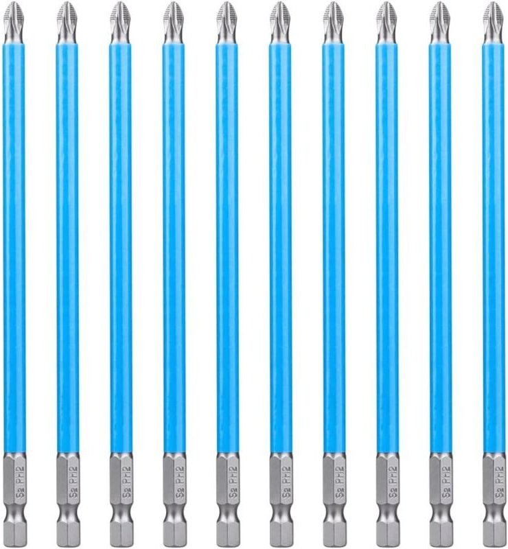 10 Stück 150 mm PH2 Kreuzschlitz-Schraubendreher-Bits, Kreuzschlitz-Schlagschrauber-Bit, S2-Stahl, Sechskantschaft, ruts...