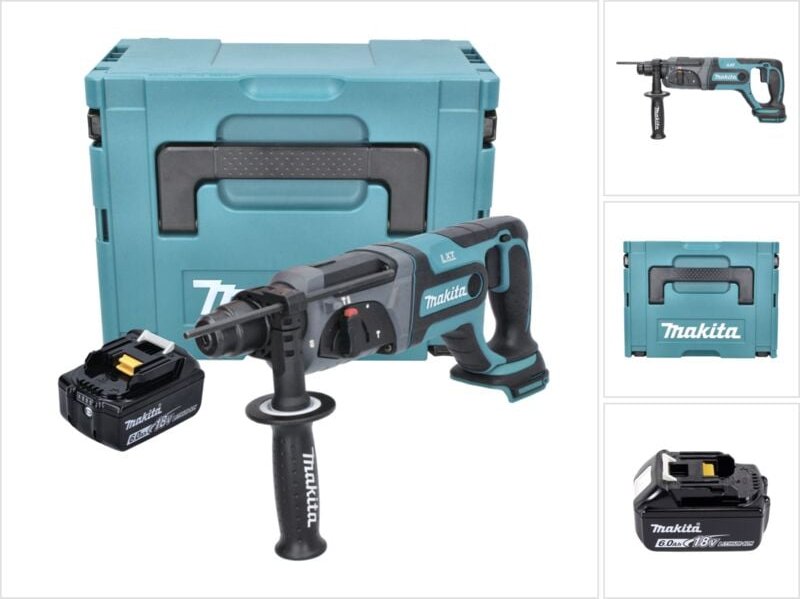 Makita DHR 241 G1J Akku Bohrhammer 18 V 2,0 J SDS plus + 1x Akku 6,0 Ah + Makpac - ohne Ladegerät