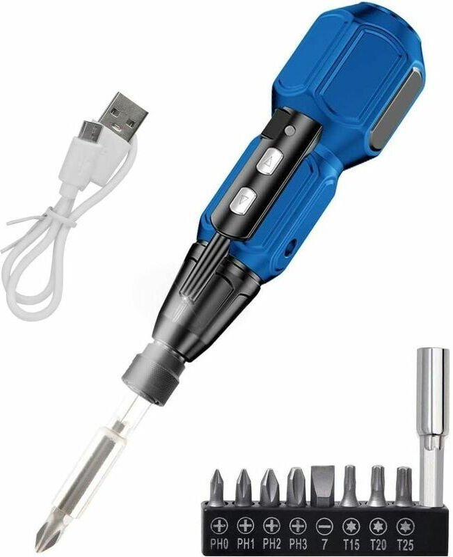 Elektroschrauber 900 mAh wiederaufladbarer Akkuschrauber mit 6,35 mm Doppelkopf-Bit und USB-Kabel, 8 Bit, 4 Nm elektrisc...