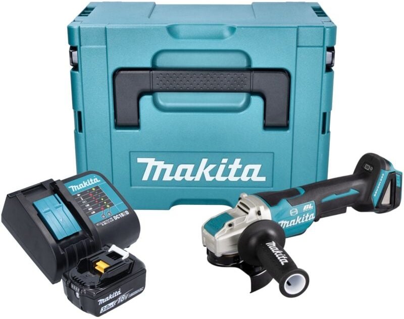 Dga 520 SF1JX1 Akku Winkelschleifer 18 v 125 mm x-lock Brushless + 1x Akku 3,0 Ah + Ladegerät + Makpac - Makita