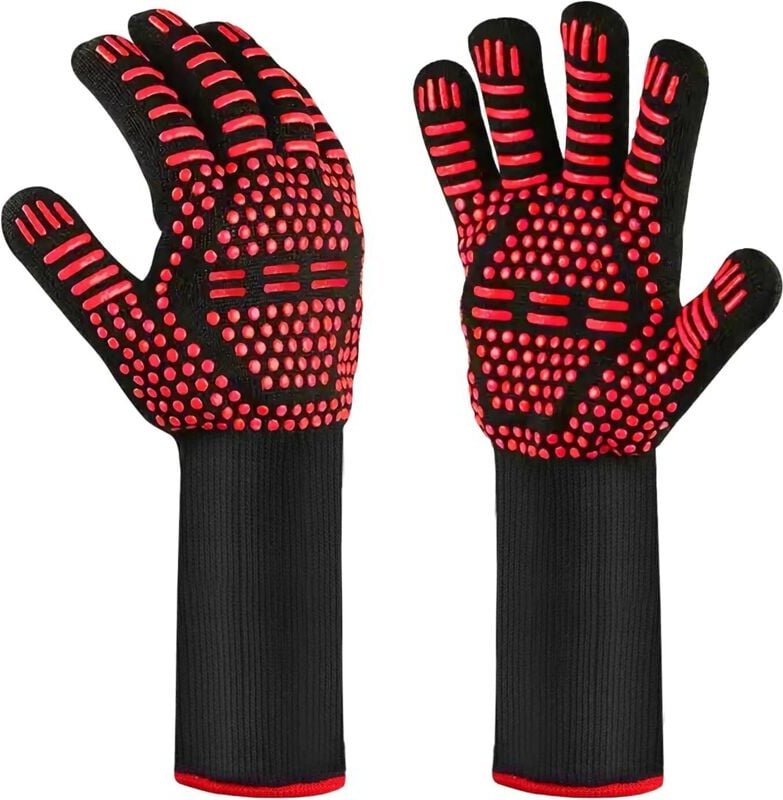 Thumbnail - Hitzebeständige Grillhandschuhe, Ofenhandschuhe, flammhemmende Handschuhe, Kochhandschuhe – Grill-Küchenhandschuhe zum B...