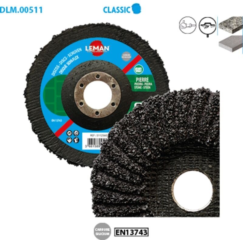 Box mit 10 halbfesten Scheiben für Stein Classic ø 125 Körnung 60 Bohrung 22,23 mm Bogen