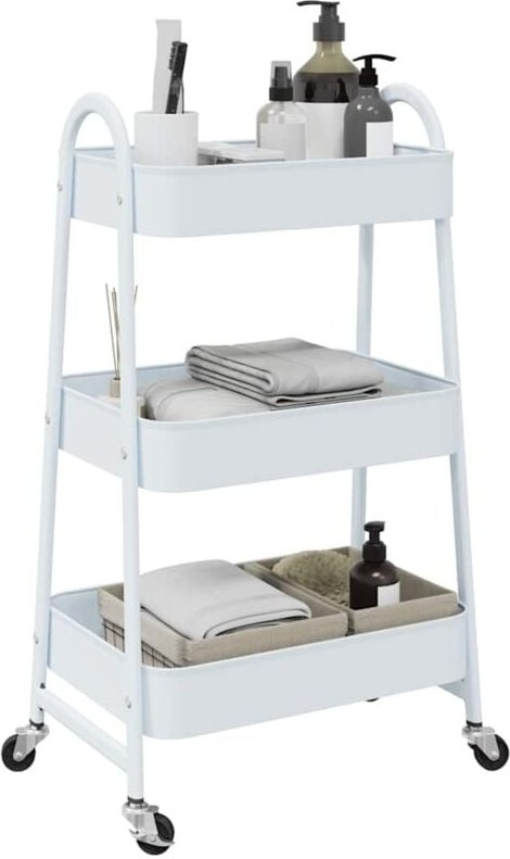Aufbewahrungswagen 3 Etagen Weiß 42x41,5x77 cm Stahl vidaXL