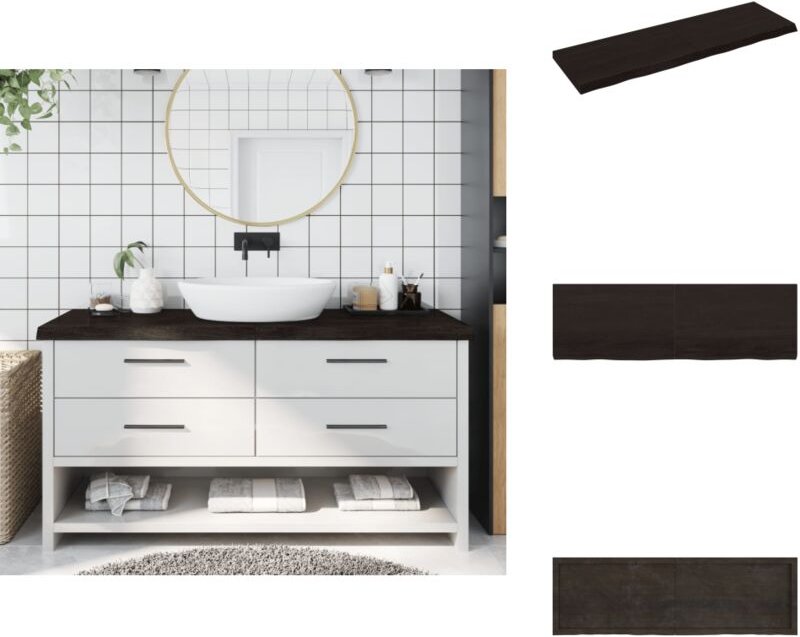 Waschtischplatte Dunkelbraun 160x50x(2-6)cm Massivholz - Waschtischplatte - Eiche - Holzarbeitsplatte - Badrenovierung -...