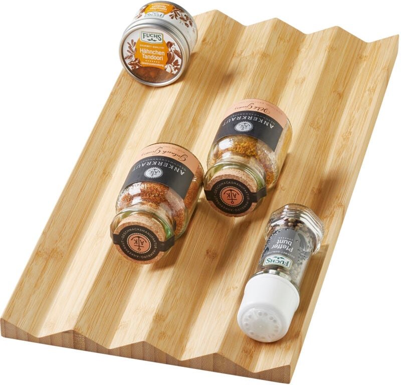 ORGA-BOX Bambus Gewürzeinsatz 473 x 230 x 18 mm Gewürzgläsereinsatz für Küchenschublade Gewürzdoseneinsatz für Schublade...