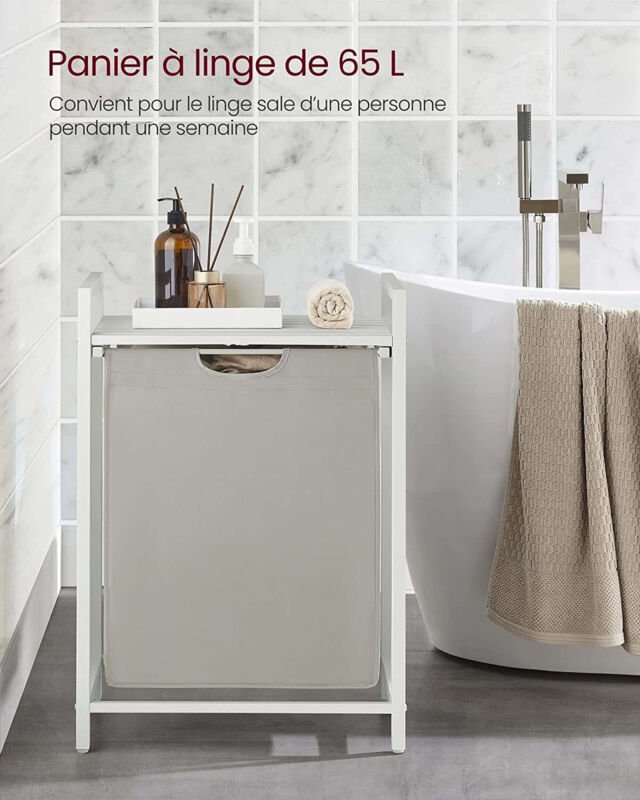 Kompakter 65 liter waschekorb mit lattenrost