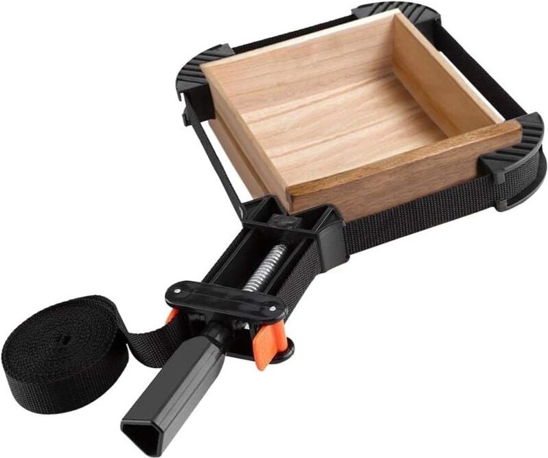 CSPARKV Verstellbare Eckklemme, 4 Backen, verstellbare Eckklemme, Holzbearbeitungswerkzeug mit Rahmenhalter für Gürtel,