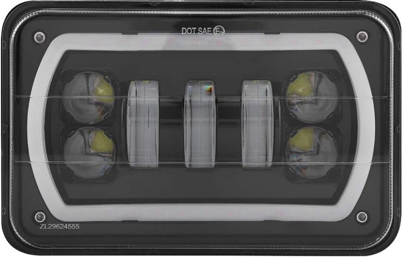 Jeffergarden - lkw 4'6' LED-Scheinwerfer, quadratisches Licht, Fern- und Abblendlicht, weißer Halo für Ford Mustang