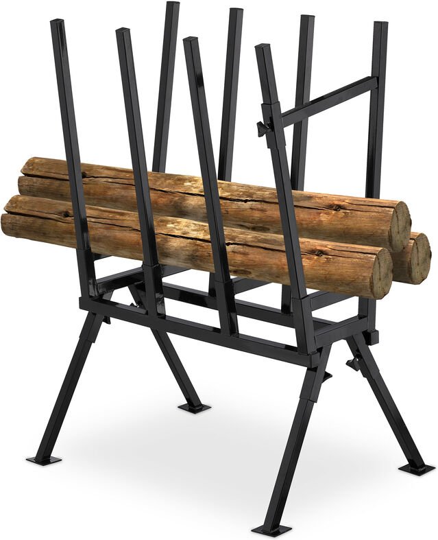 Sägebock, Holzsägearbeiten, 400 kg, Sägegestell für Kettensägen, stabiler Stahl, hbt 107 x 81 x 53 cm, schwarz - Relaxda...