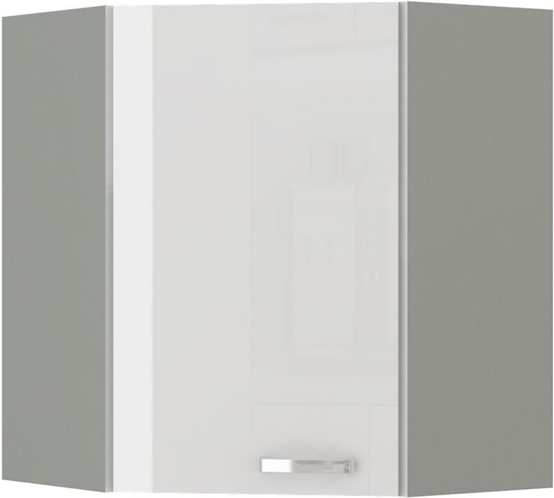 Küchen Preisbombe - Eckhängeschrank 60x60 Bianca Weiß Hochglanz + Grau Küchenzeile Küchenblock