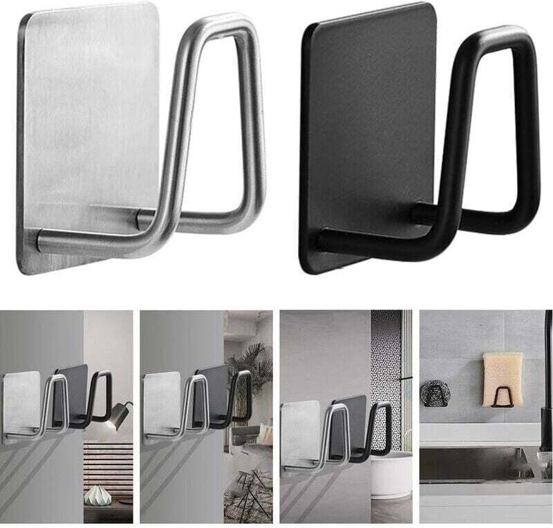 Groofoo - Spülbecken-Organizer, Küchenschwammhalter, selbstklebendes Spülbecken-Schwämme-Trocknungsabtropfgestell, 304-E...