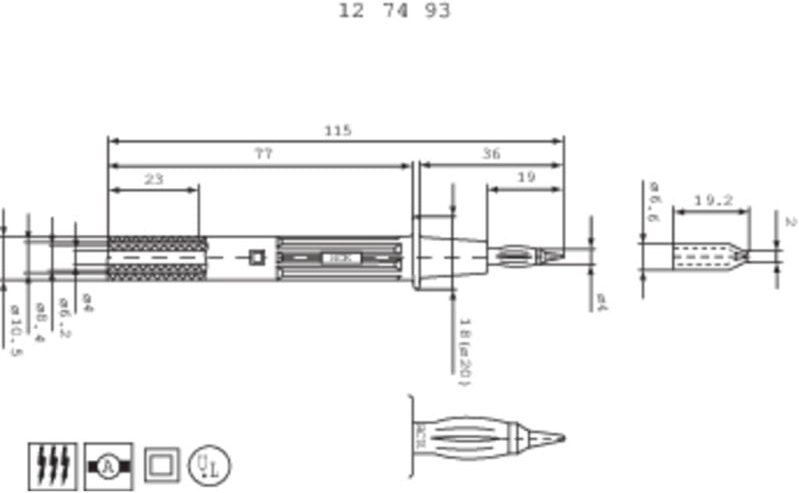 Multi Contact - Stäubli PP-115/4 Sicherheits-Prüfspitze Steckanschluss 4 mm cat ii 1000 v Schwarz 1 St.