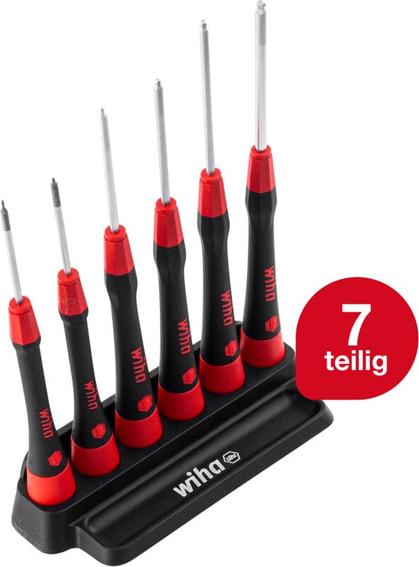 Feinschraubendreher Set PicoFinish® (42993) 7-tlg. Schlitz, Kreuz i Präzisionsschraubendreher mit Halter i Uhrmacherwerk...