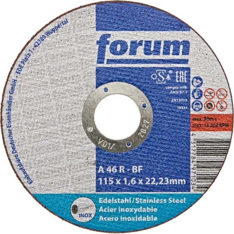 Forum - 1 Stück Trennscheibe für Edelstahl gerade 180 x 1,6 mm