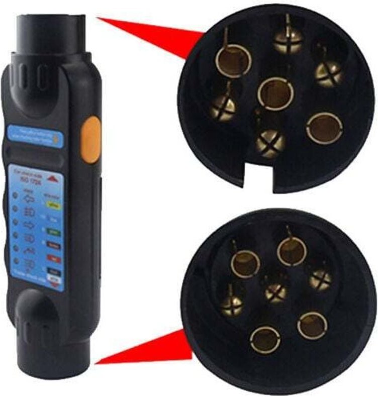 7-poliger Stecker-Anhängertester, 12-V-7-poliger Anhängersteckdosentester, Diagnosewerkzeug für die Verkabelung des Anhä...