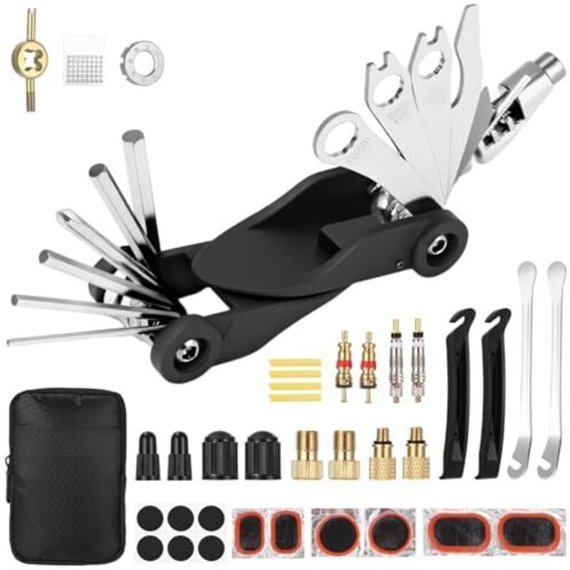 Fahrradreifen-Reparaturset, 17-in-1-Fahrradreparaturset, Fahrrad-Pannenset für Camping und Reisen mit Aufbewahrungstasch...