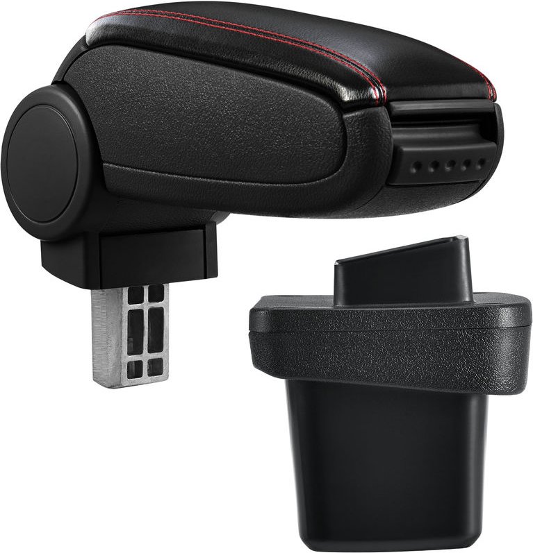 Mittelarmlehne VW Golf 7 mit Staufach Kunstleder Schwarz mit roten Nähten pro.tec