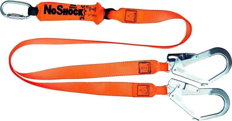 Langleine mit 2 Gurten, Energieabsorber aus Stahl und Polyester, 2m x 2m, Orange