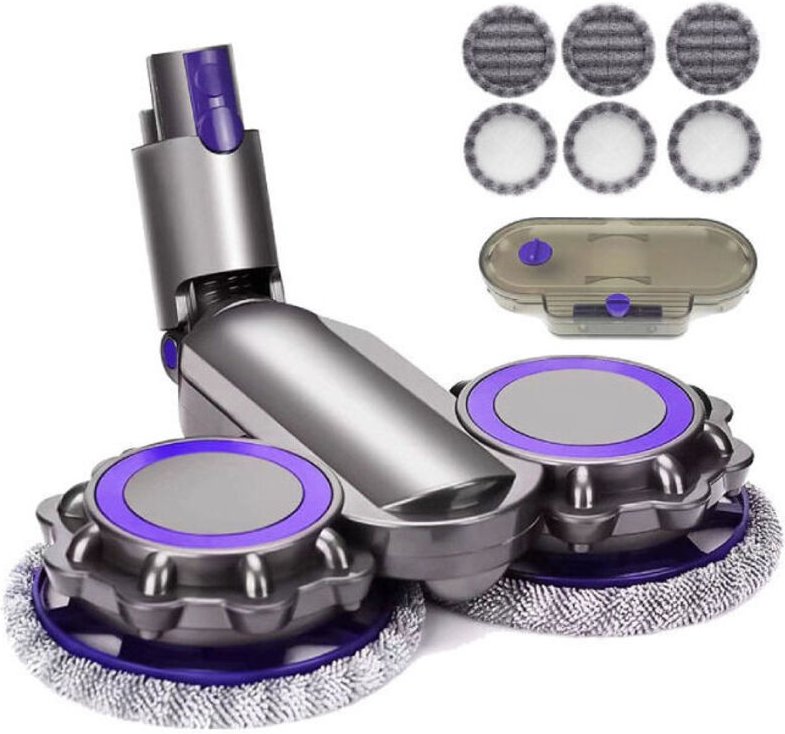 Elektrischer Wischmoppkopf zum Nass- und Trockenwischen, kompatibel mit Dyson V6 V7 V8 V9 V10 V11 + Wassertank + 6 Wisch...