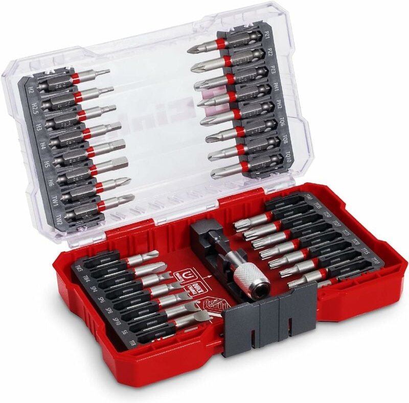 Einhell M-CASE 33-tlg. Bit-Set (für Akkuschrauber und Bohrmaschinen mit 50-mm-Bits aus S2 Stahl, Schnellwechselbithalter...