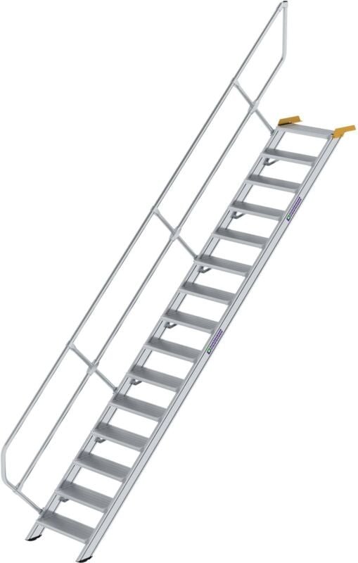 Günzburger Steigtechnik - Treppe 45° Stufenbreite 600 mm 15 Stufen Aluminium geriffelt - 600255