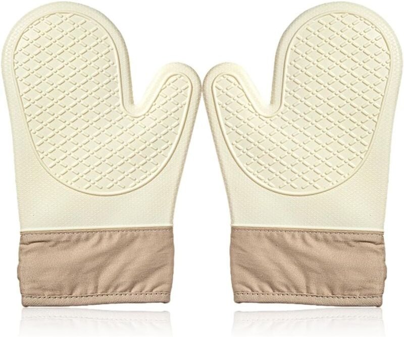 Thumbnail - Lntyq Paar Kochhandschuhe, Topflappen für die Küche, Topflappen aus Silikon, Ofenhandschuhe, Küchenhandschuhe, hitzebest...