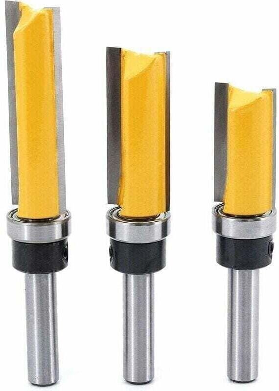 CHOYCLIT Fräser, 3-teiliger 8-mm-Schaft-Bündigfräser, Bündigfräser mit oberem Lager, Fräswerkzeuge für die Holzbearbeitu...