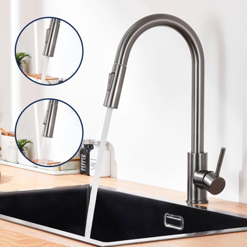 Ausziehbare Küchenarmatur Hochdruck Wasserhahn mit 2 Strahlarten Brause, 360° Drehbar Küche Wasserhahn Spültischarmatur,...