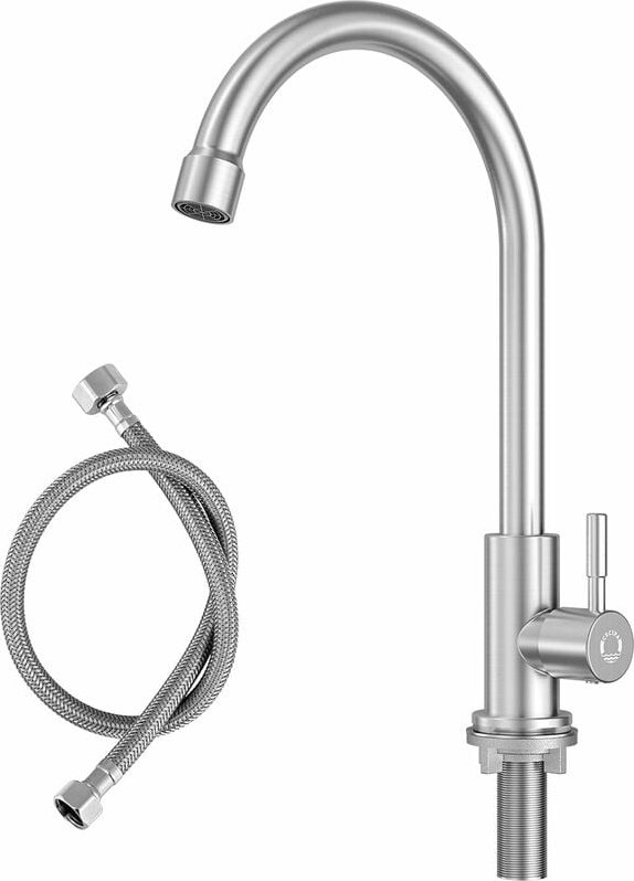 Kaltwasserhahn Küche mit Muttern aus Edelstahl 304, Wasserhahn Küche nur Kaltwasser, Plattendicke bis zu 4cm, Wasserhahn...